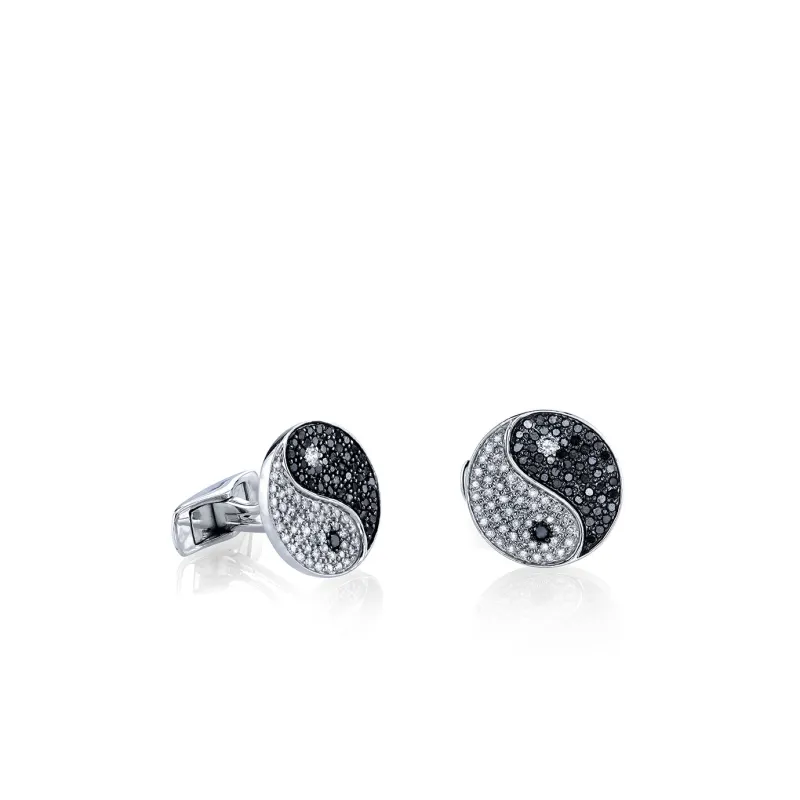Men's Collection Gold & Diamond Yin Yang Cufflinks made by Sydney Evan