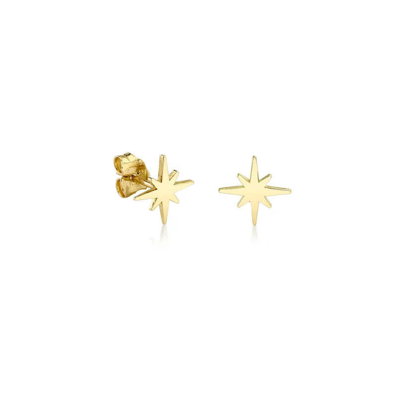 Pure Gold Tiny Starburst Stud made by Sydney Evan