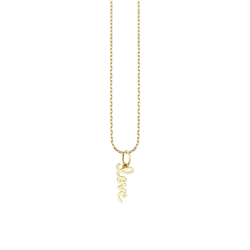 Pure Gold Tiny Love Script Charm made by Sydney Evan
