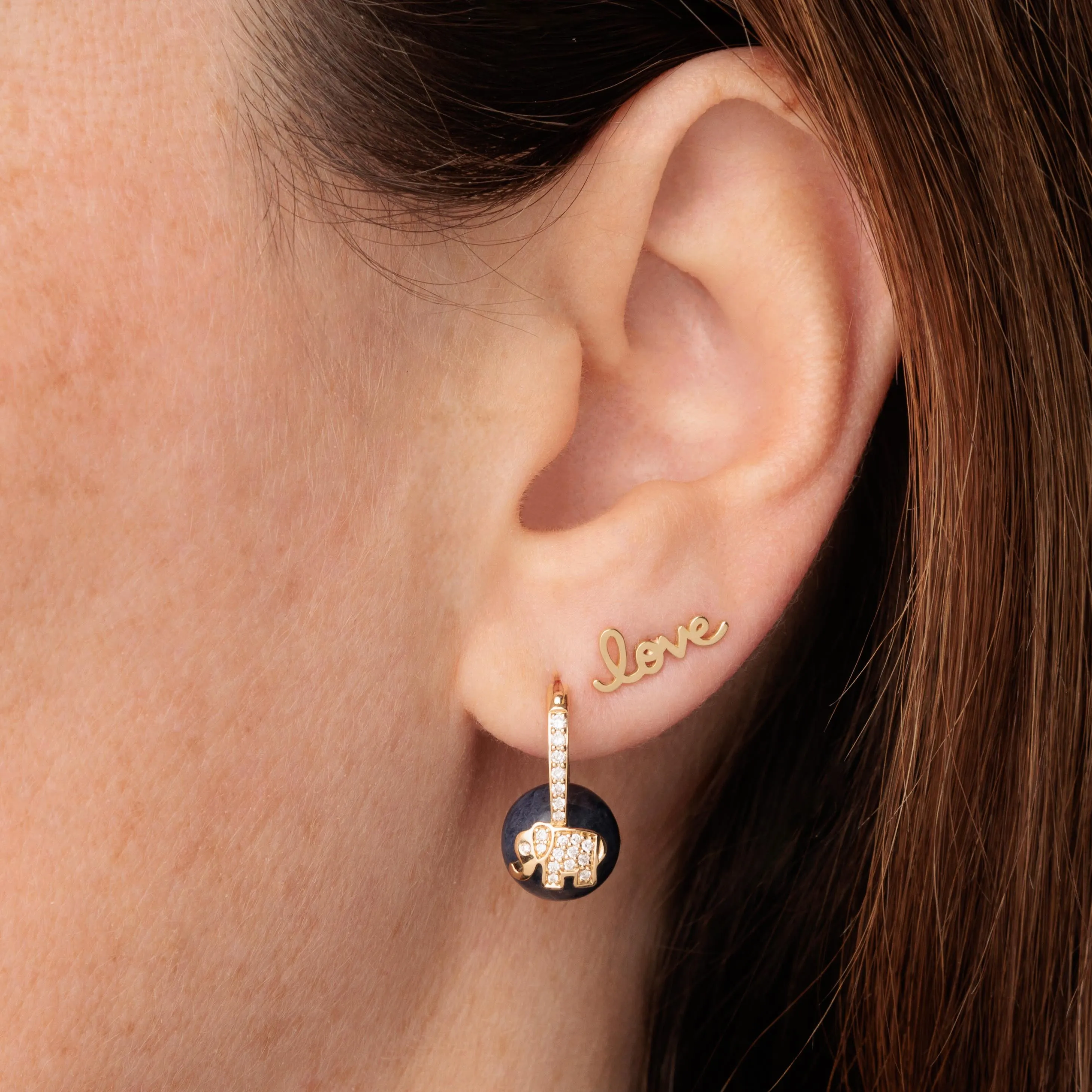 Pure Gold Tiny Love Script Stud sold by Sydney Evan product image thumbnail 4