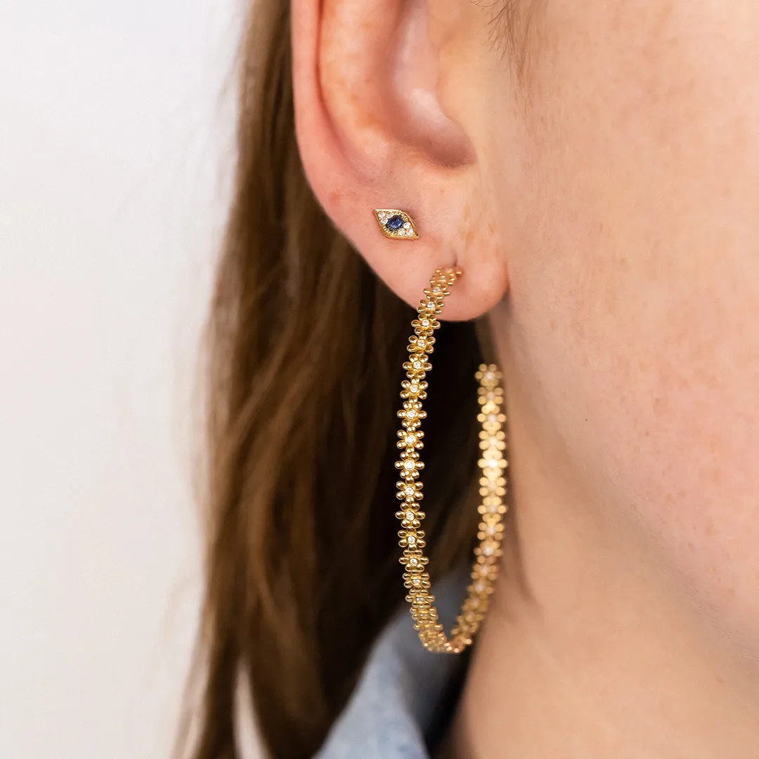 Gold & Diamond Tiny Daisy Large Hoops sold by Sydney Evan product image thumbnail 2