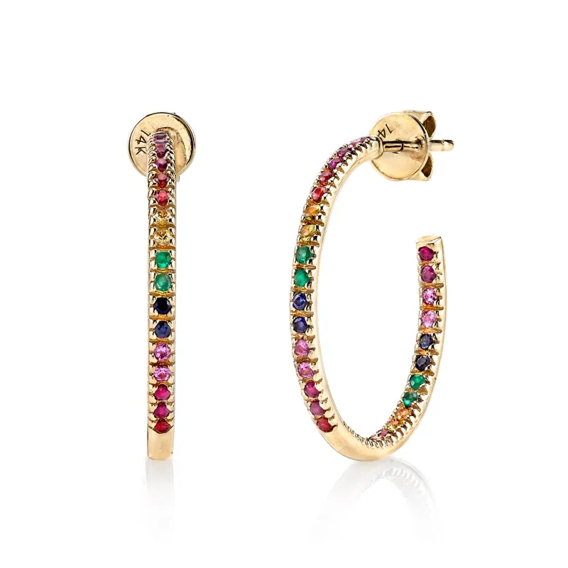 Gold & Rainbow Medium Hoops made by Sydney Evan