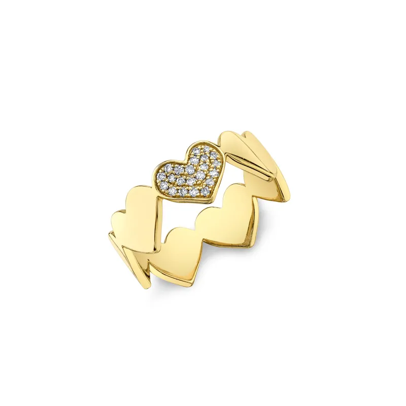 Gold & Diamond Heart Eternity Ring made by Sydney Evan