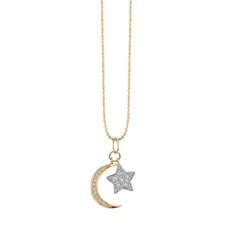 Two Tone Gold & Diamond Moon & Star Charm made by Sydney Evan