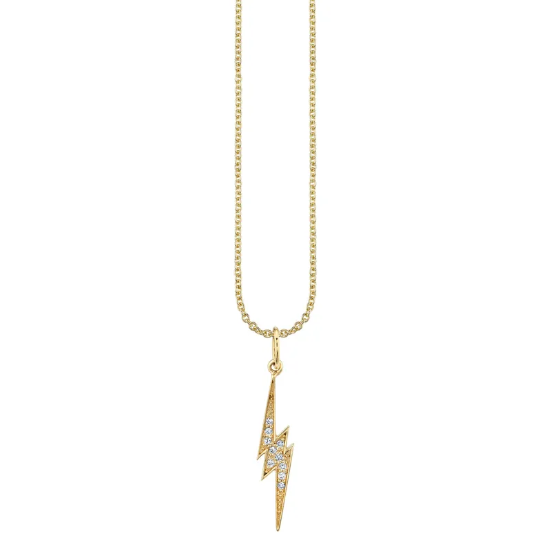Gold & Diamond Medium Lightning Bolt Charm made by Sydney Evan
