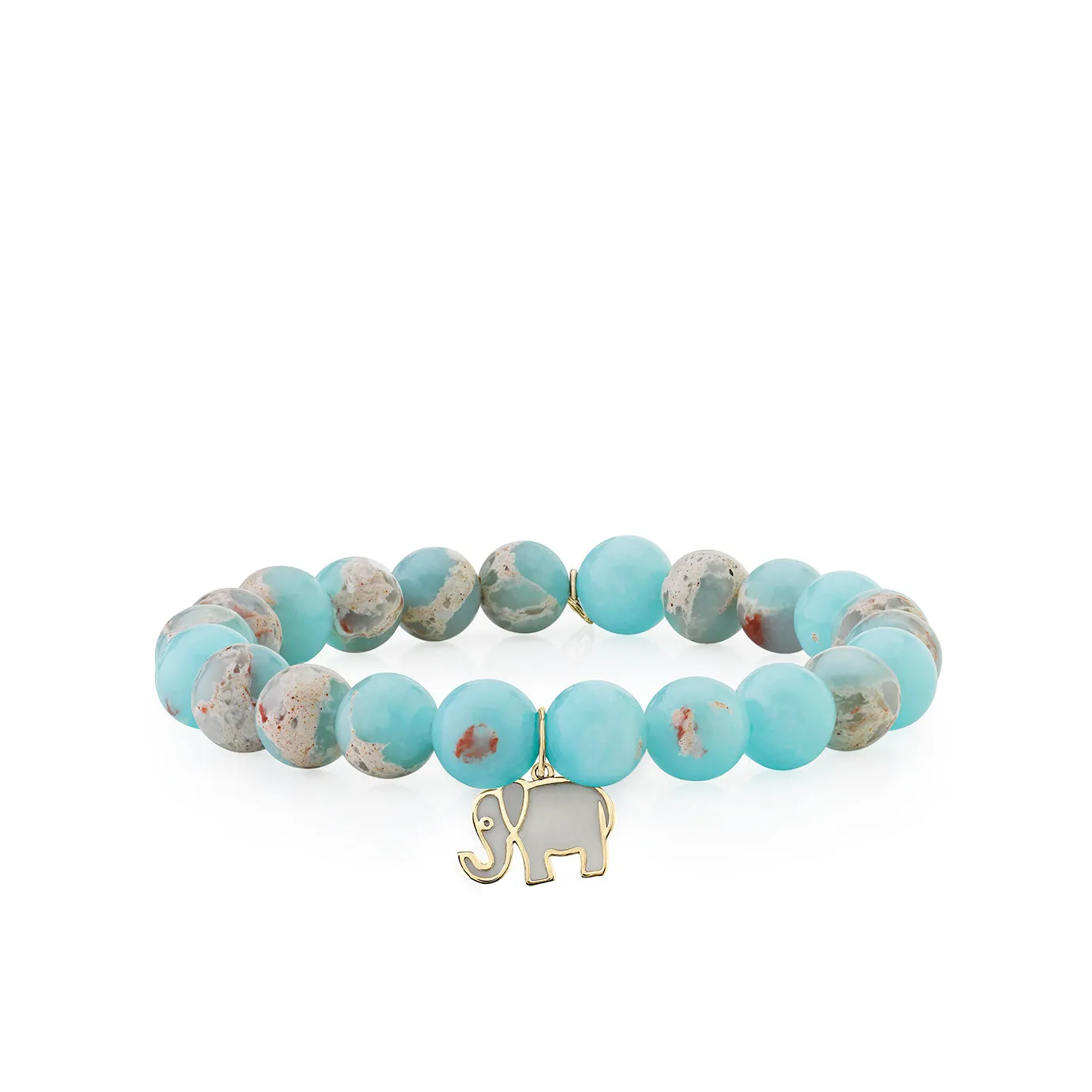 Gold & Enamel Elephant on Impression Jasper sold by Sydney Evan