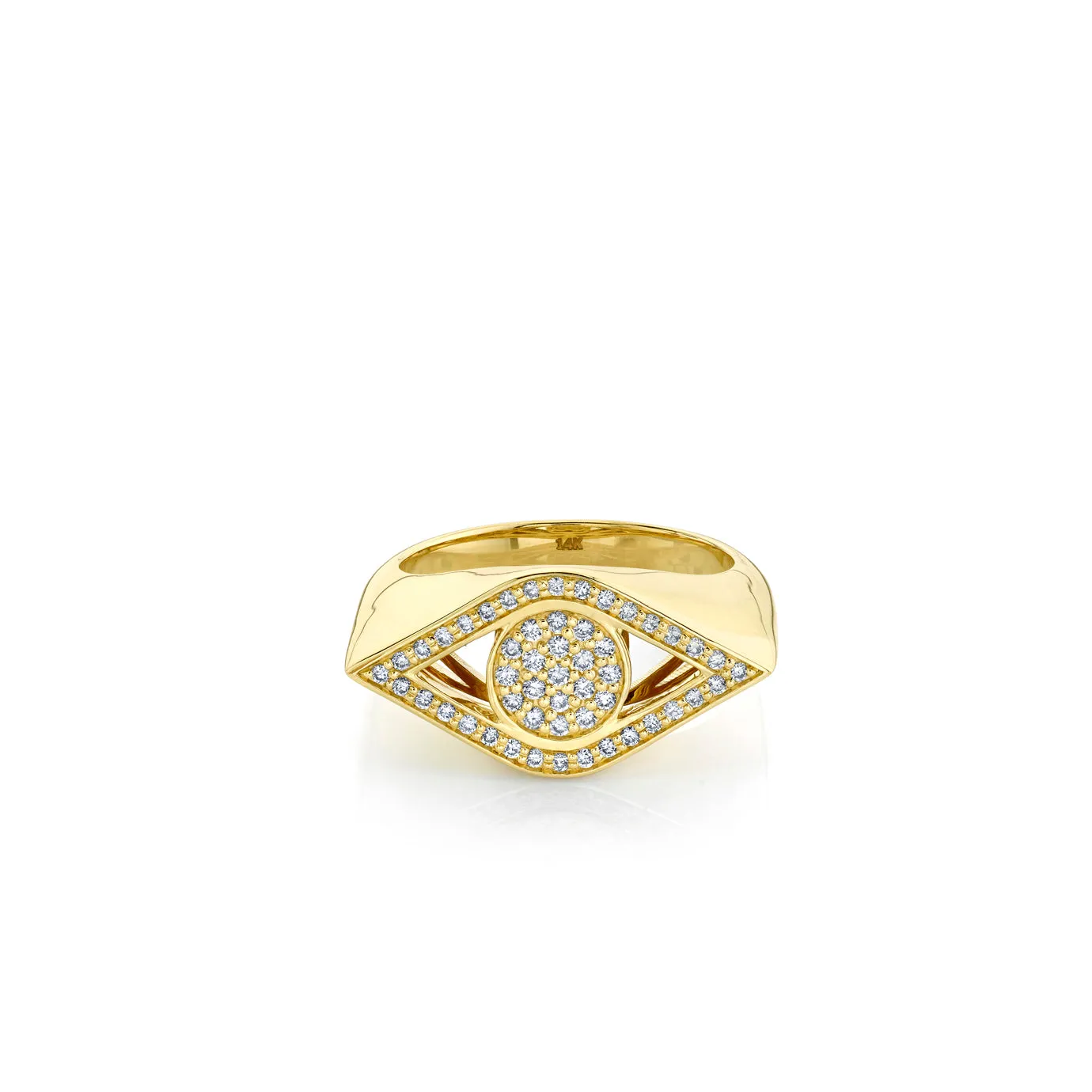 Gold & Diamond Large Eye Signet Ring sold by Sydney Evan product image thumbnail 3