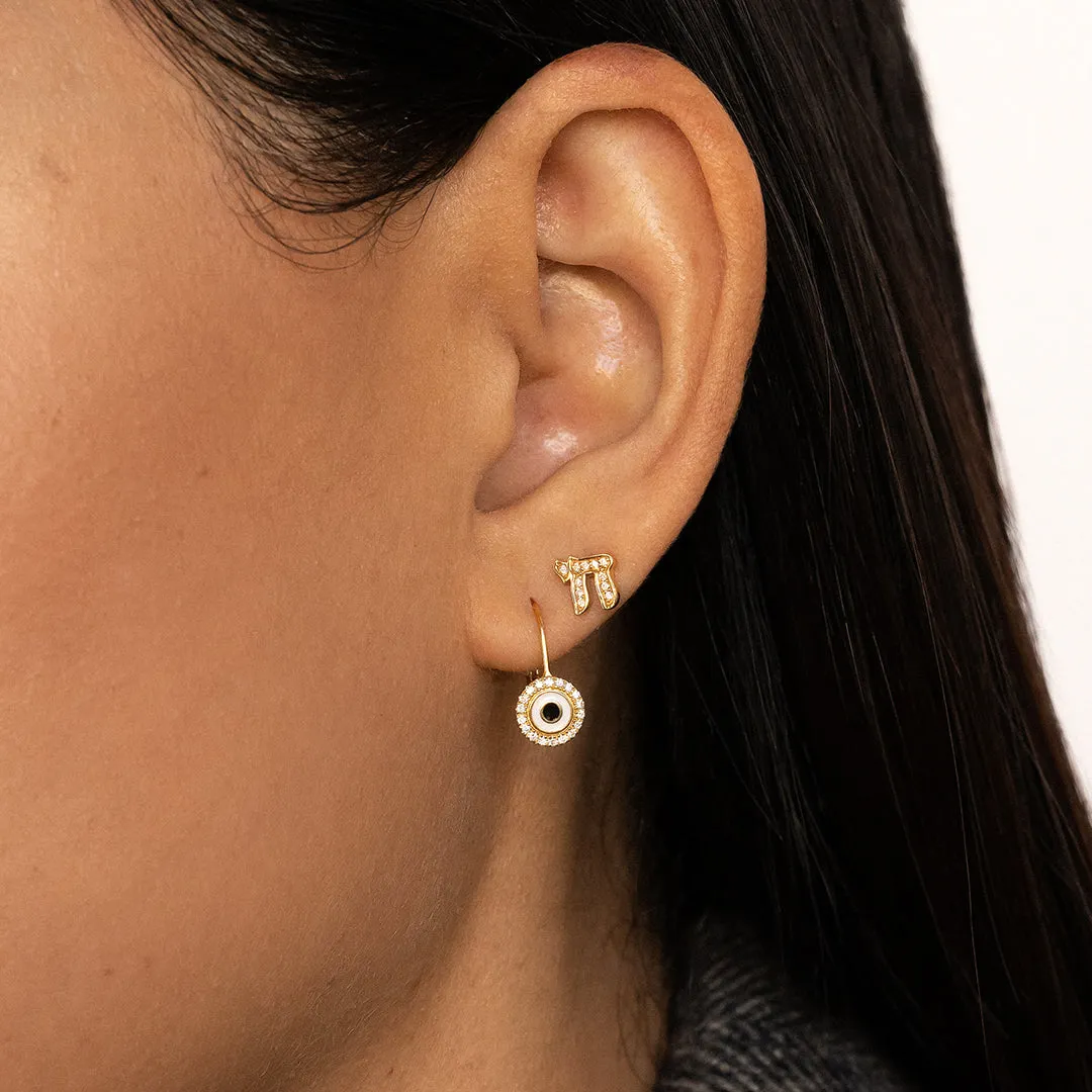 Gold & Diamond Small Chai Stud sold by Sydney Evan product image thumbnail 2