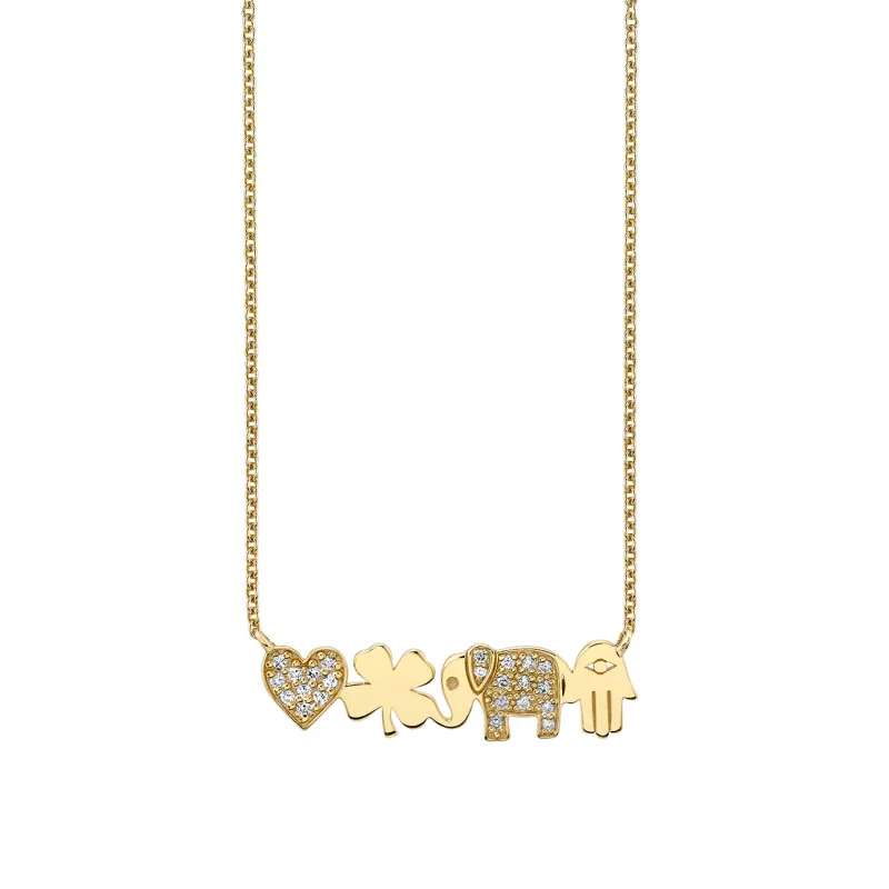Gold & Diamond Icon Bar Necklace made by Sydney Evan