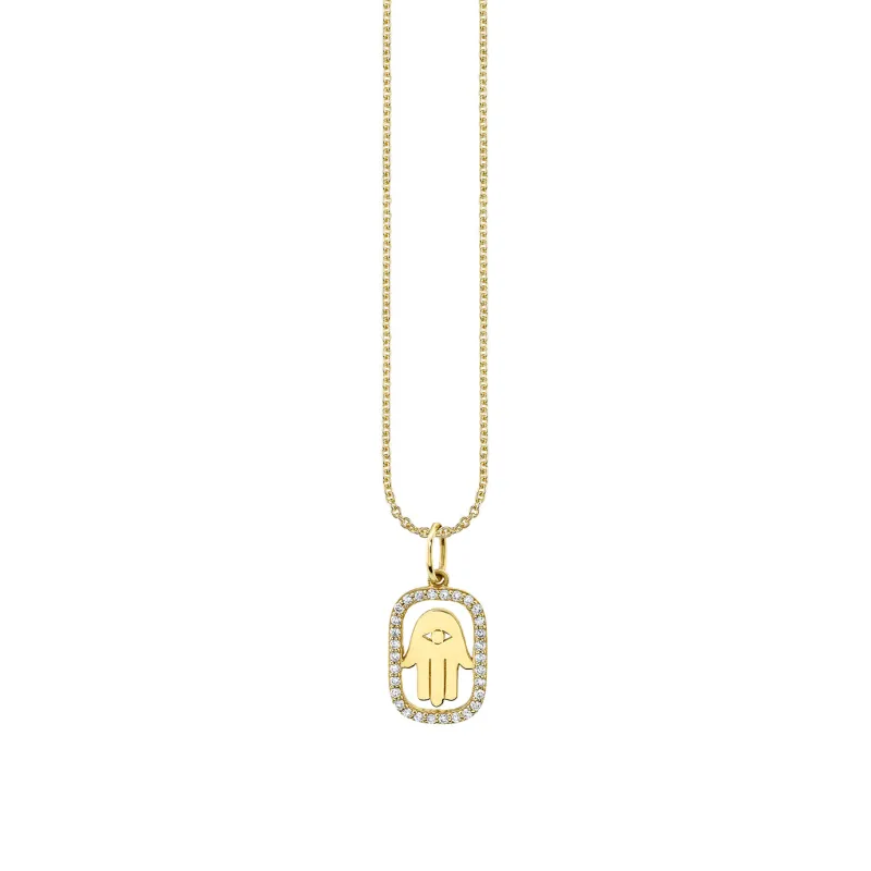 Gold & Diamond Hamsa Open Icon Charm made by Sydney Evan