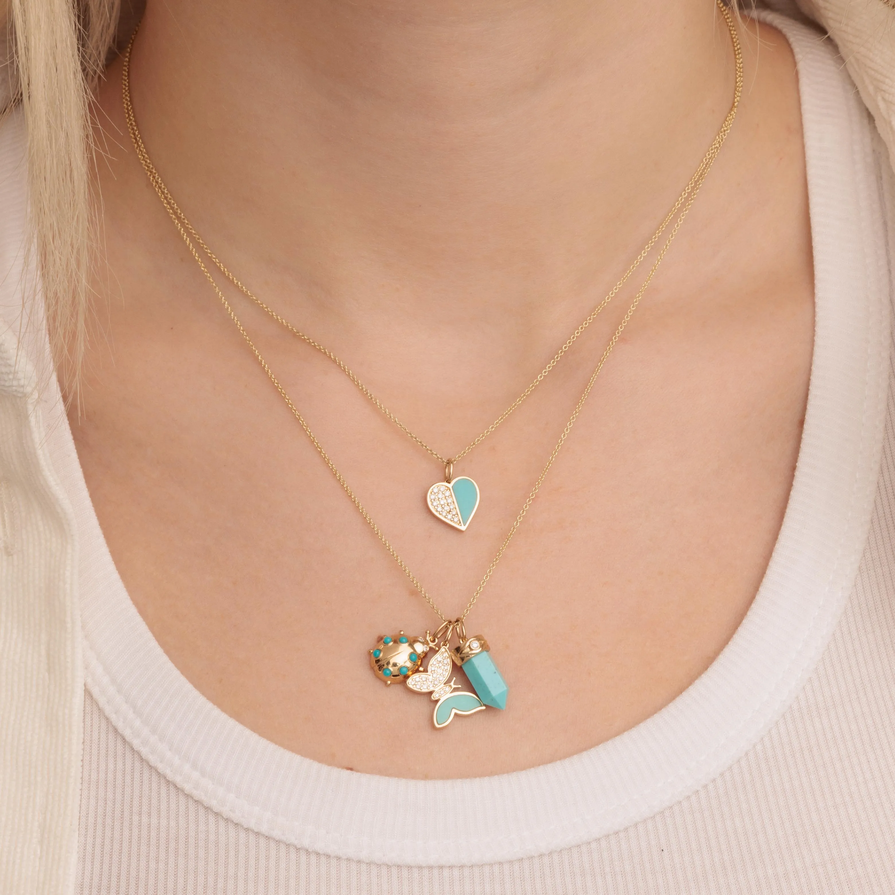 Gold & Diamond Small Carved Stone Charm sold by Sydney Evan product image thumbnail 2