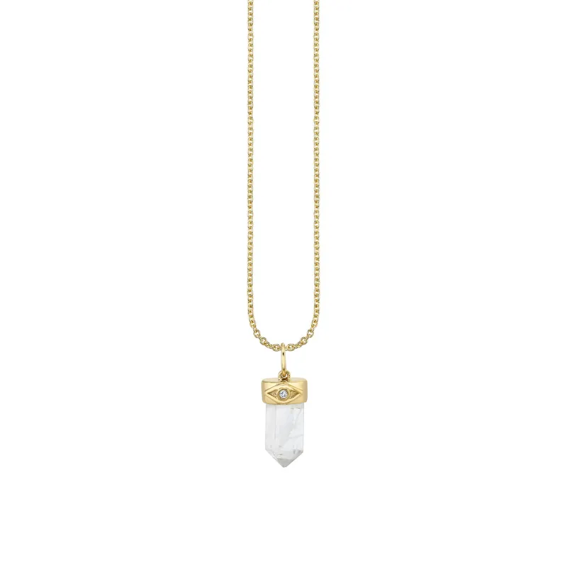 Gold & Diamond Small Carved Stone Charm made by Sydney Evan