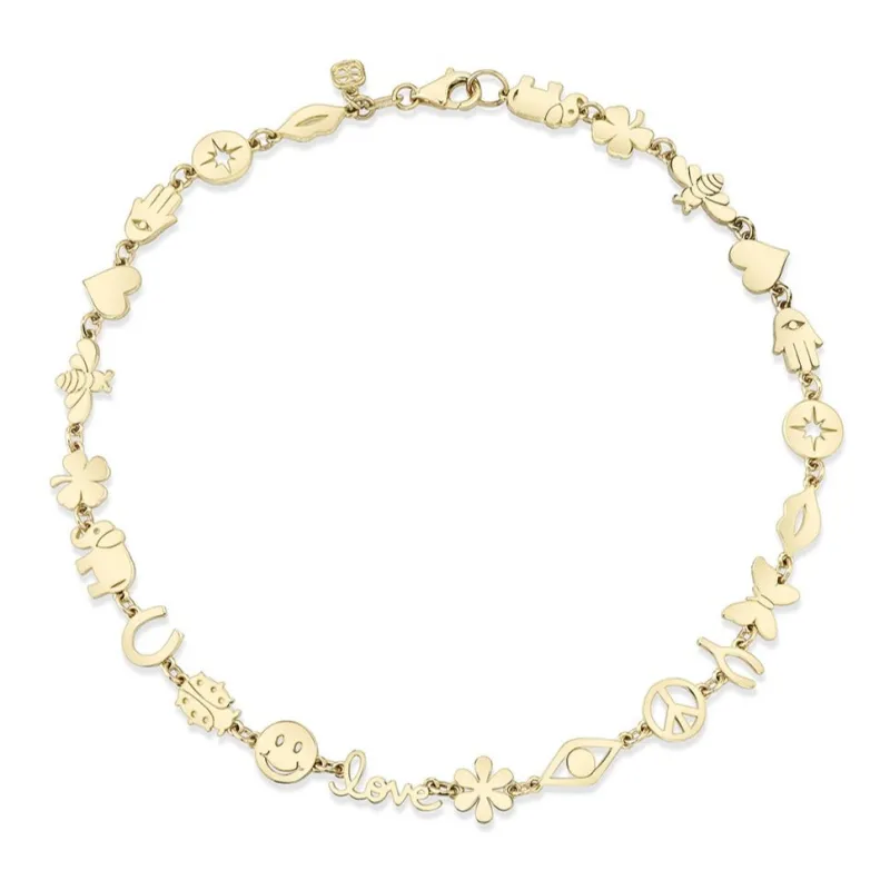 Pure Gold Multi-Icon Anklet made by Sydney Evan