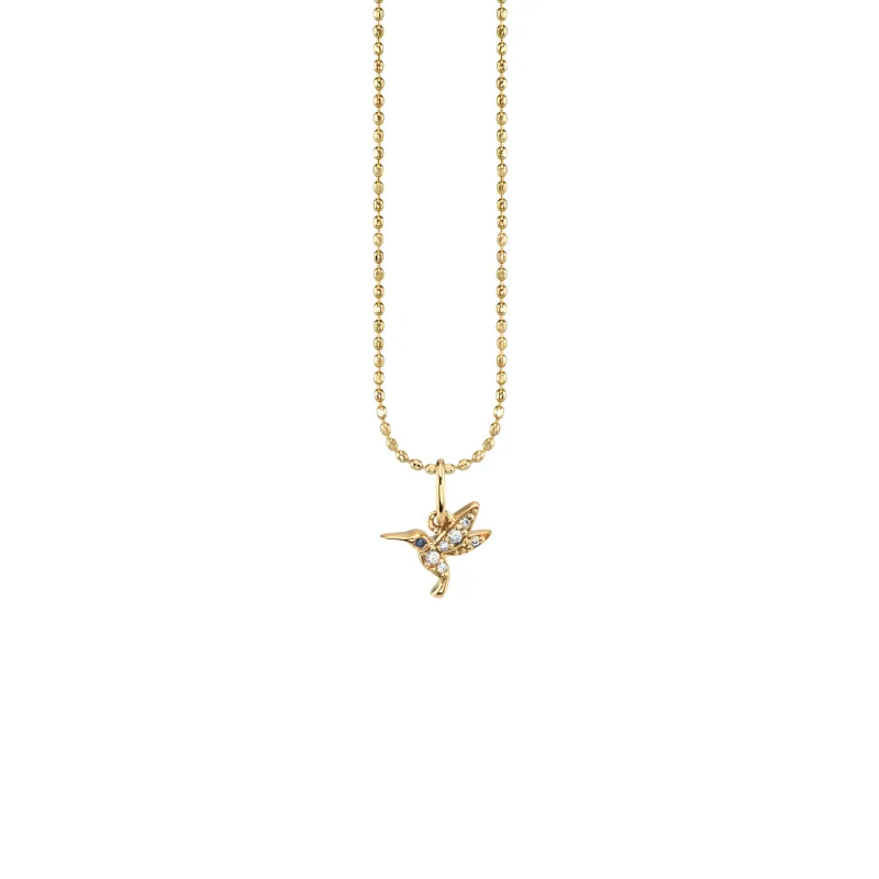 Gold & Diamond Tiny Hummingbird Charm made by Sydney Evan