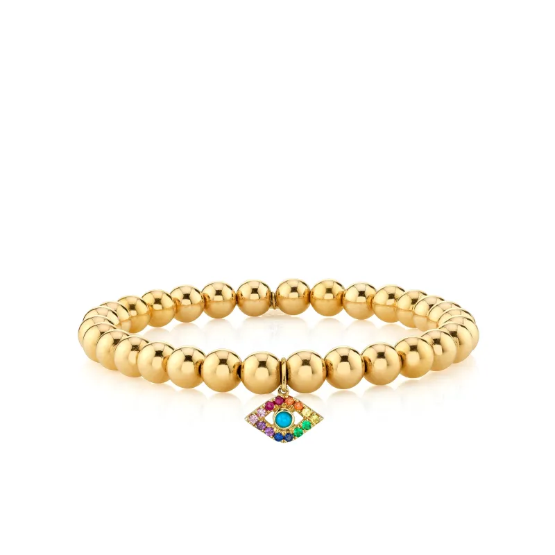 Gold & Rainbow Medium Bezel Eye on Gold Beads made by Sydney Evan