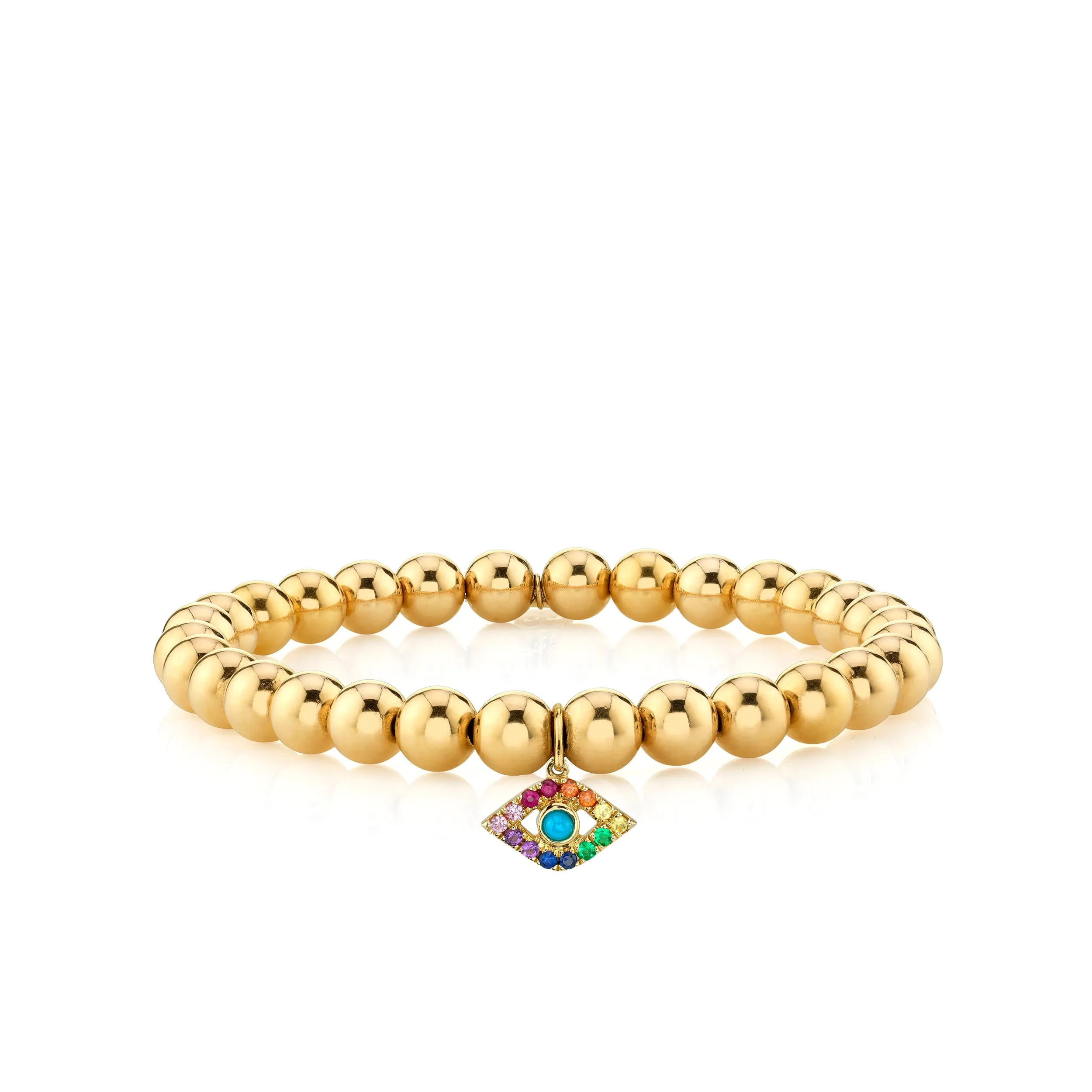 Gold & Rainbow Medium Bezel Eye on Gold Beads sold by Sydney Evan