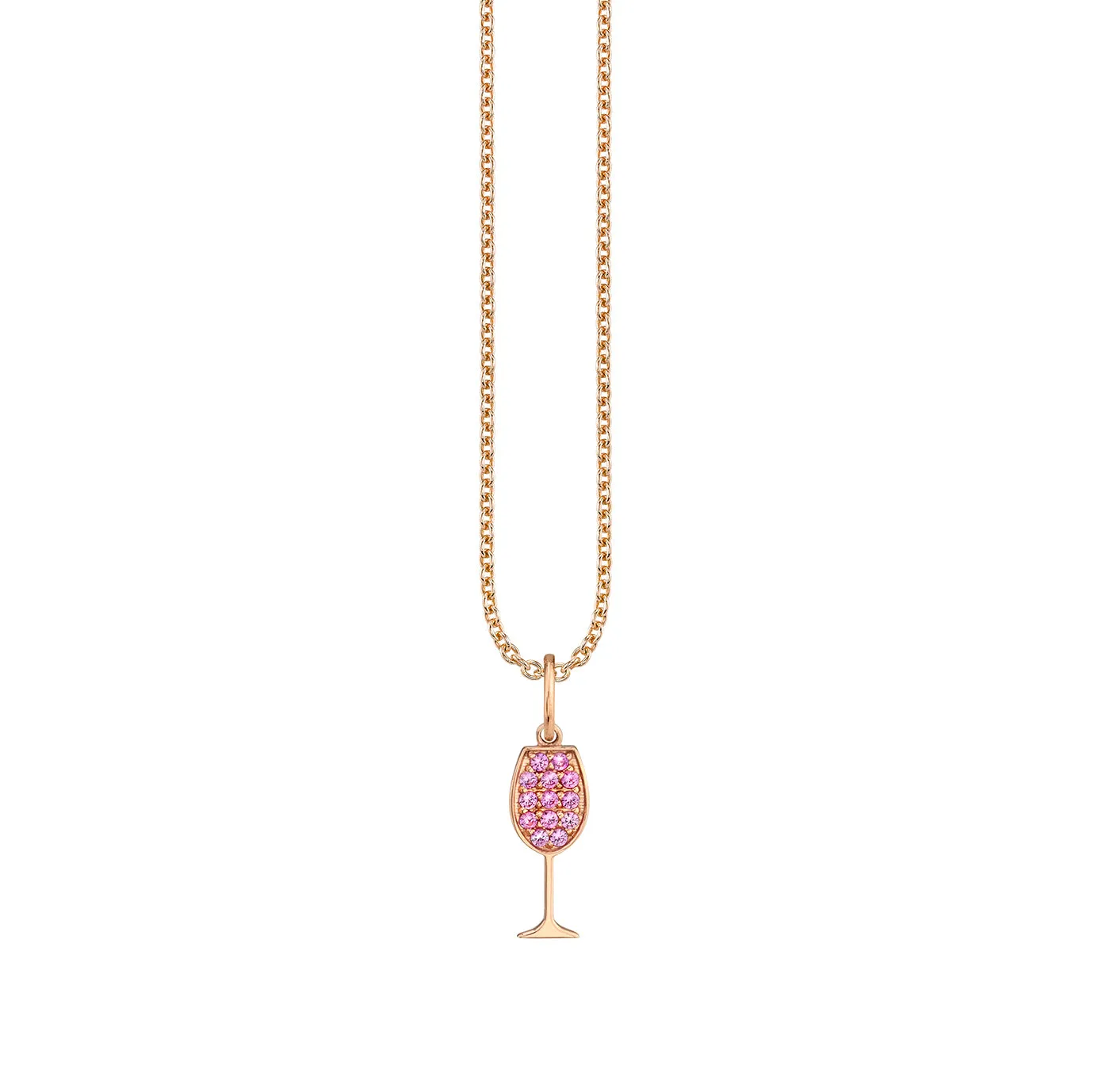 Rose Gold & Pink Sapphire Tiny Wine Glass Charm sold by Sydney Evan
