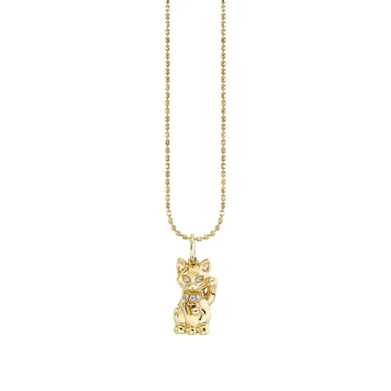 Gold & Diamond Lucky Cat Charm made by Sydney Evan