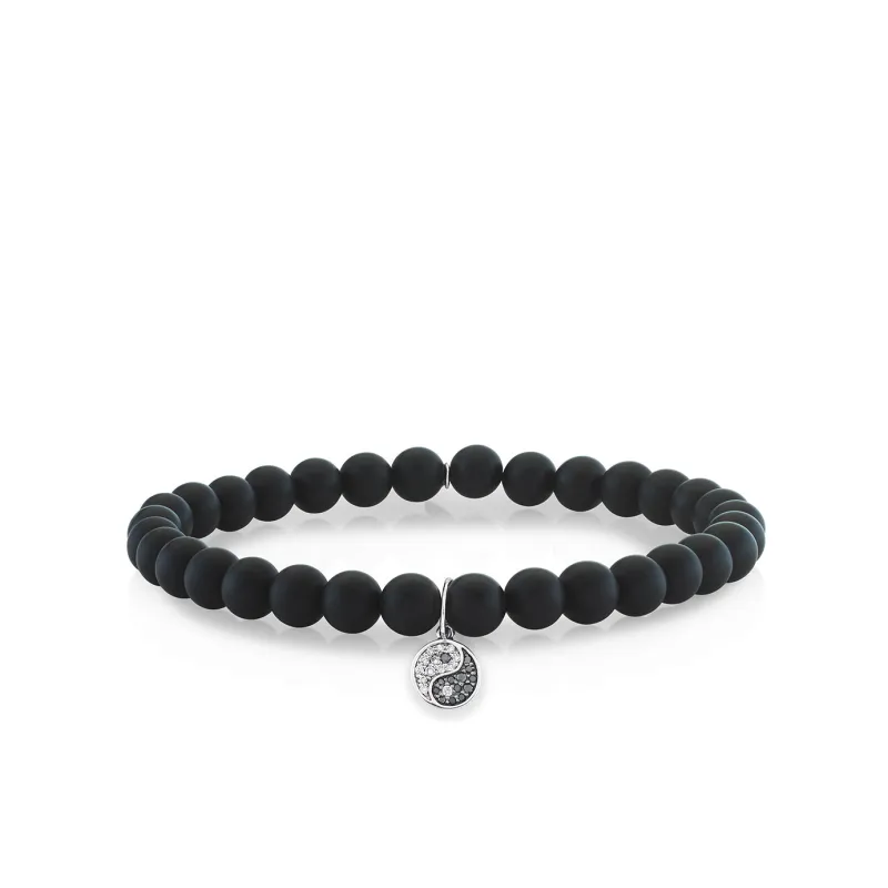 Men's Collection Gold & Diamond Small Yin Yang on Black Matte Onyx made by Sydney Evan