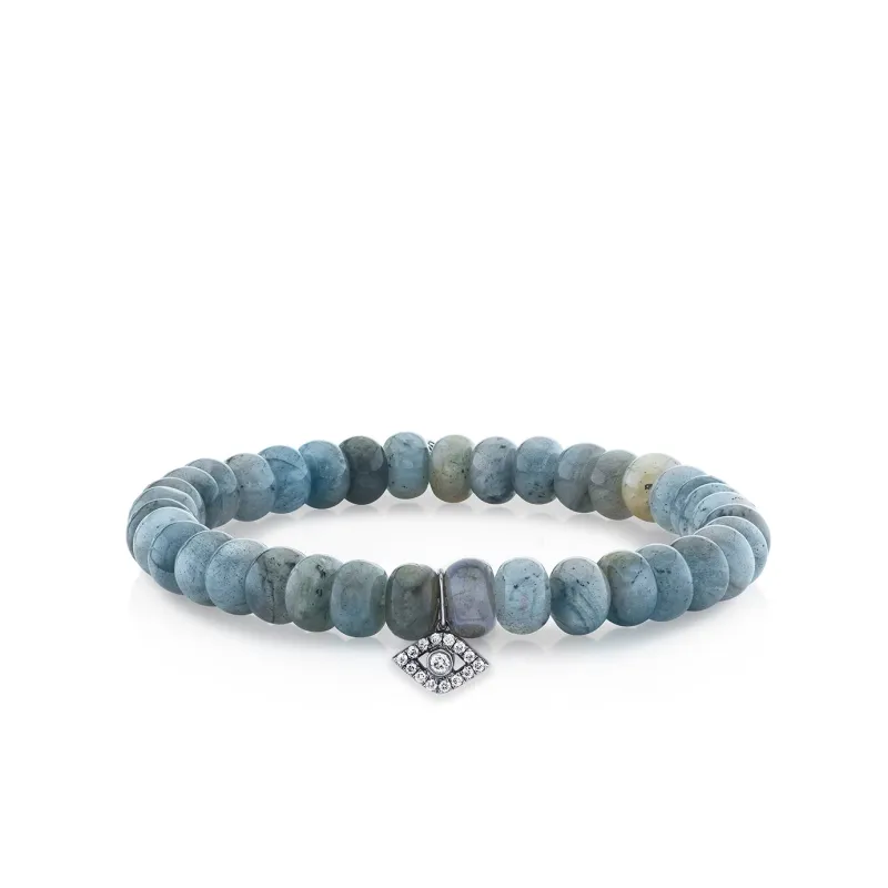 Men's Collection Black Rhodium & Diamond Medium Bezel Eye on Labradorite made by Sydney Evan