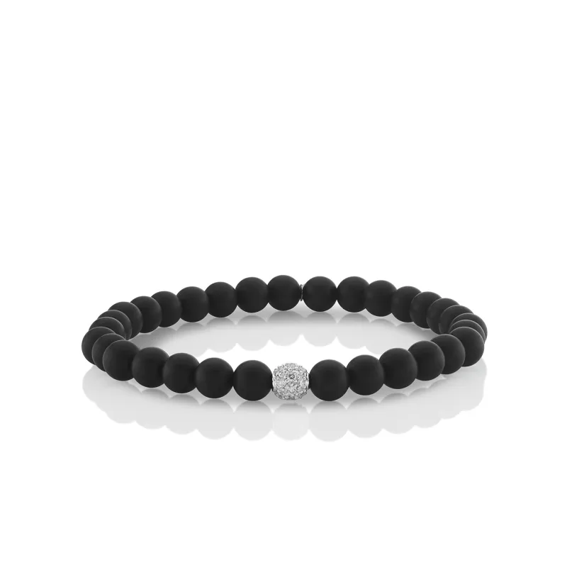 Men's Collection Gold & Diamond Ball on Black Matte Onyx made by Sydney Evan