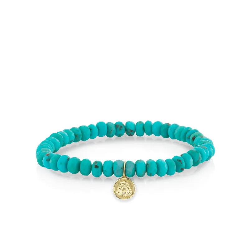 Men's Collection Gold & Diamond Buddha Coin on Turquoise made by Sydney Evan