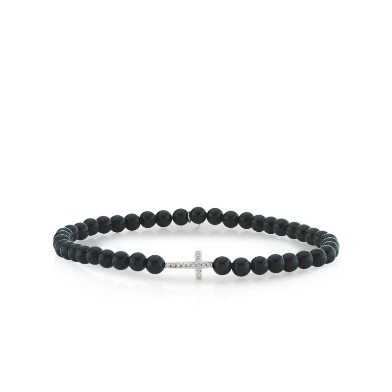 Men's Collection Gold & Diamond Cross on Onyx made by Sydney Evan