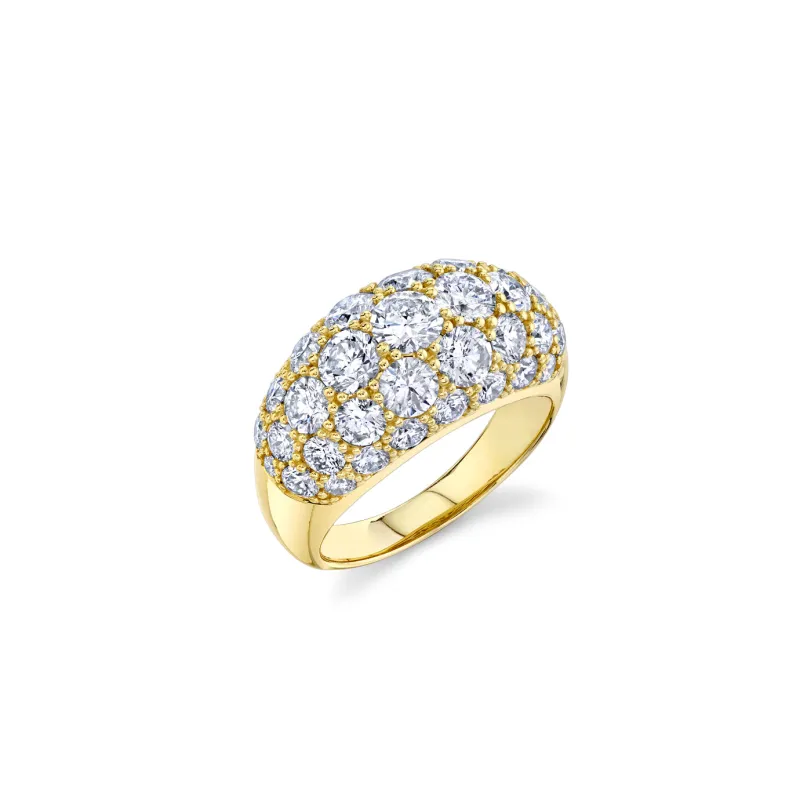 Gold & Diamond Large Puffy Ring made by Sydney Evan