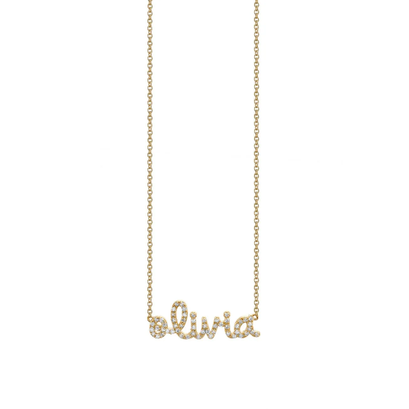 Gold & Diamond Small Custom Script Necklace sold by Sydney Evan product image thumbnail 2