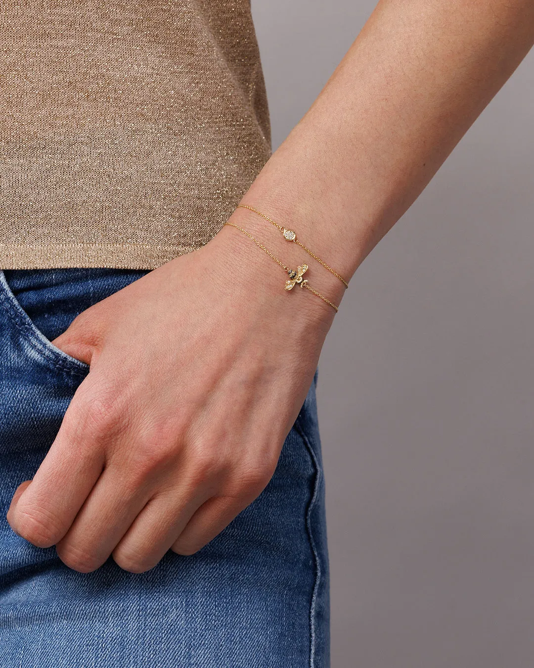 Gold & Diamond Tiny Disc Bracelet sold by Sydney Evan product image thumbnail 2