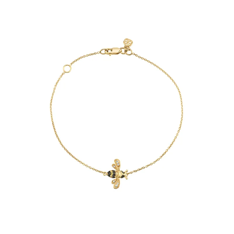 Gold & Diamond Small Bee Bracelet made by Sydney Evan