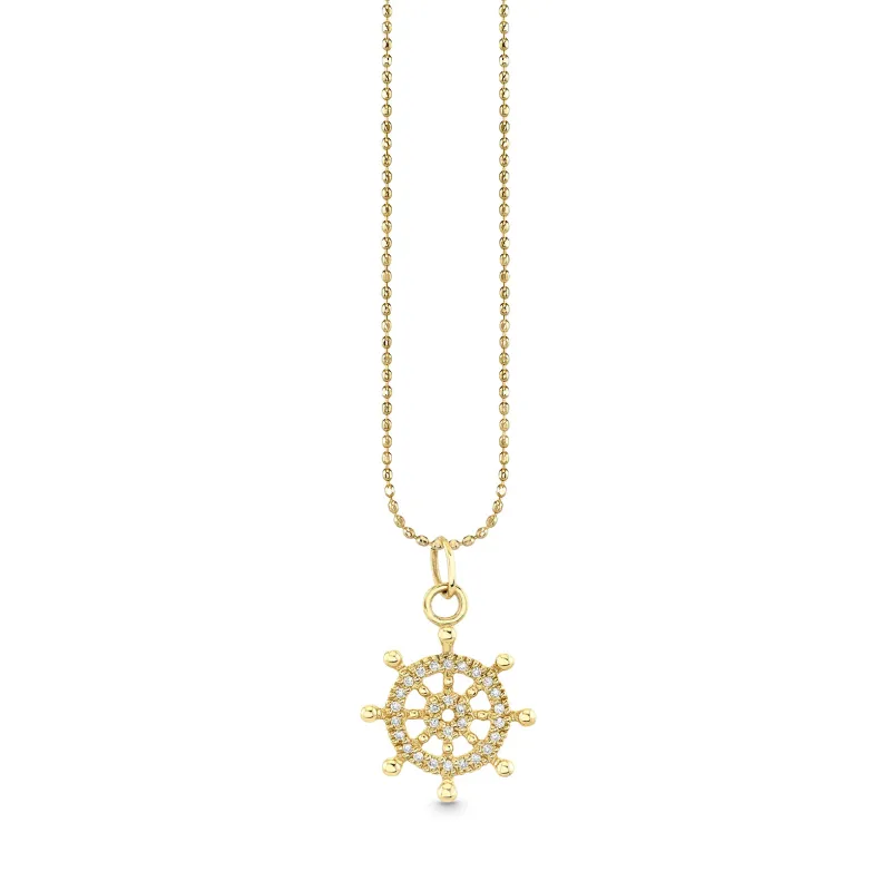 Gold & Diamond Ship's Wheel Charm made by Sydney Evan