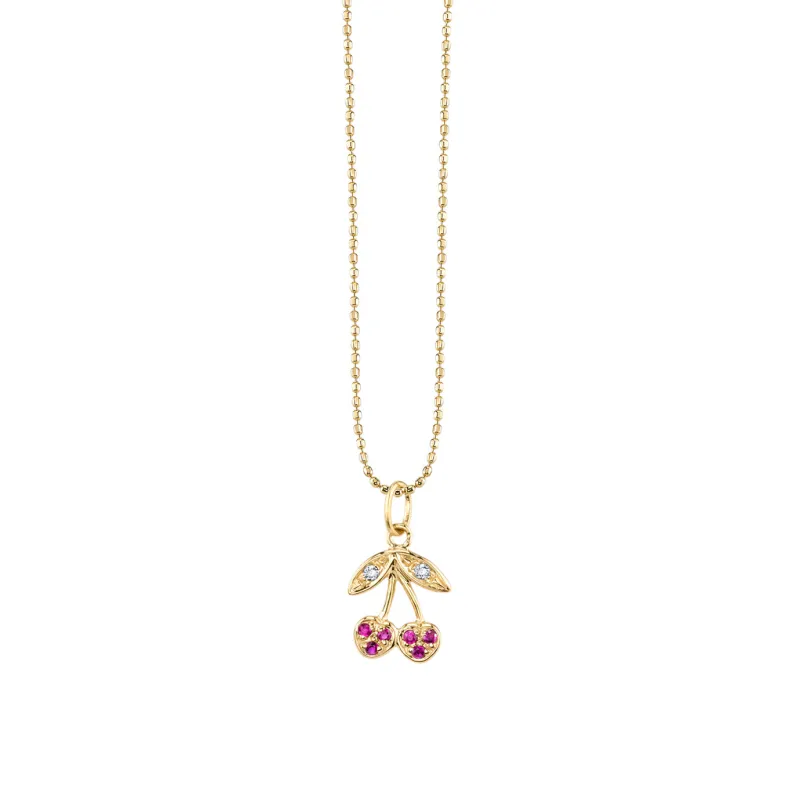 Gold & Diamond Small Cherry Charm made by Sydney Evan