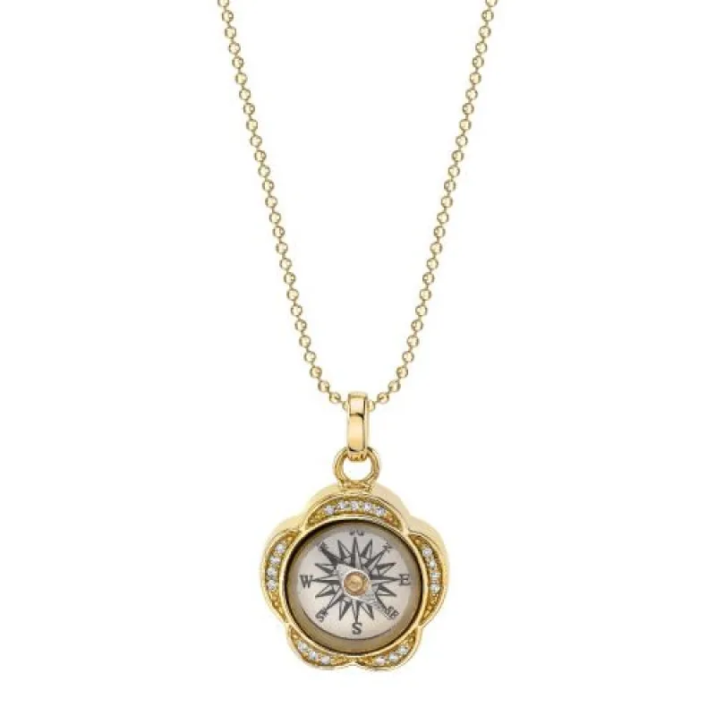 Gold & Diamond Flower Compass Charm made by Sydney Evan