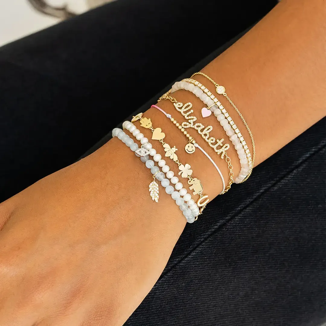 Gold & Diamond Tiny Happy Face Cord Bracelet sold by Sydney Evan product image thumbnail 2