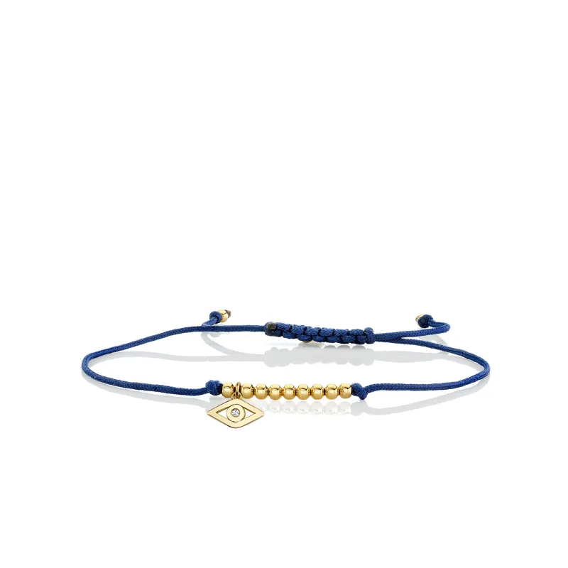 Gold & Diamond Tiny Eye Cord Bracelet made by Sydney Evan
