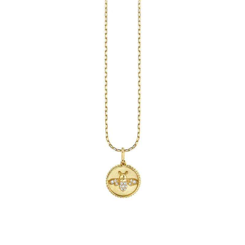 Gold & Diamond Tiny Bee Coin Charm made by Sydney Evan