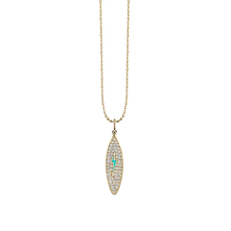 Gold & Diamond Enamel Surfboard Charm made by Sydney Evan