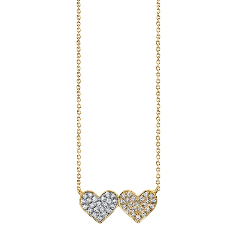 Gold & Diamond Medium Double Heart Necklace made by Sydney Evan