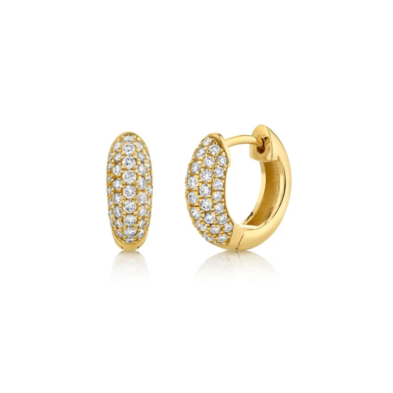 Gold & Diamond Puffy Huggie Hoops made by Sydney Evan