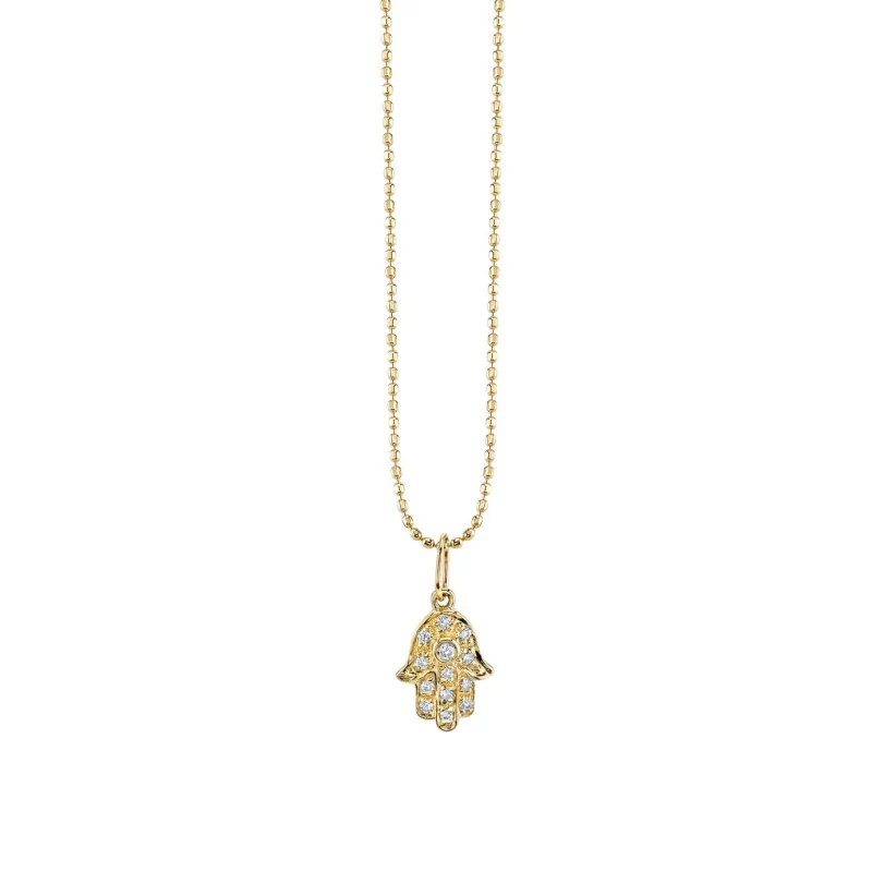 Gold & Diamond Small Hamsa Charm made by Sydney Evan