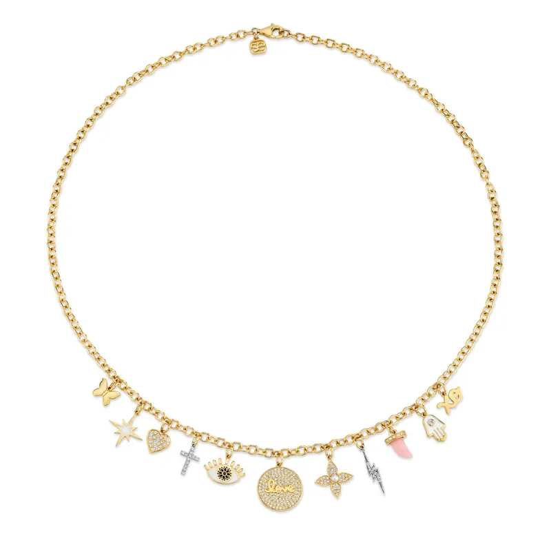 Gold & Diamond Multi-Charm Necklace made by Sydney Evan