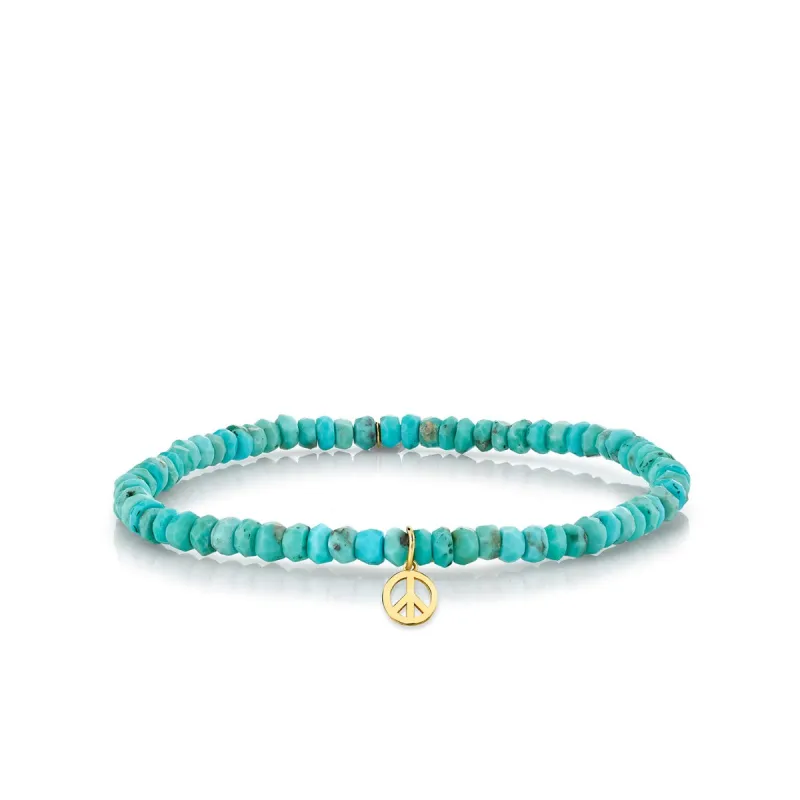 Pure Gold Peace Sign on Turquoise made by Sydney Evan