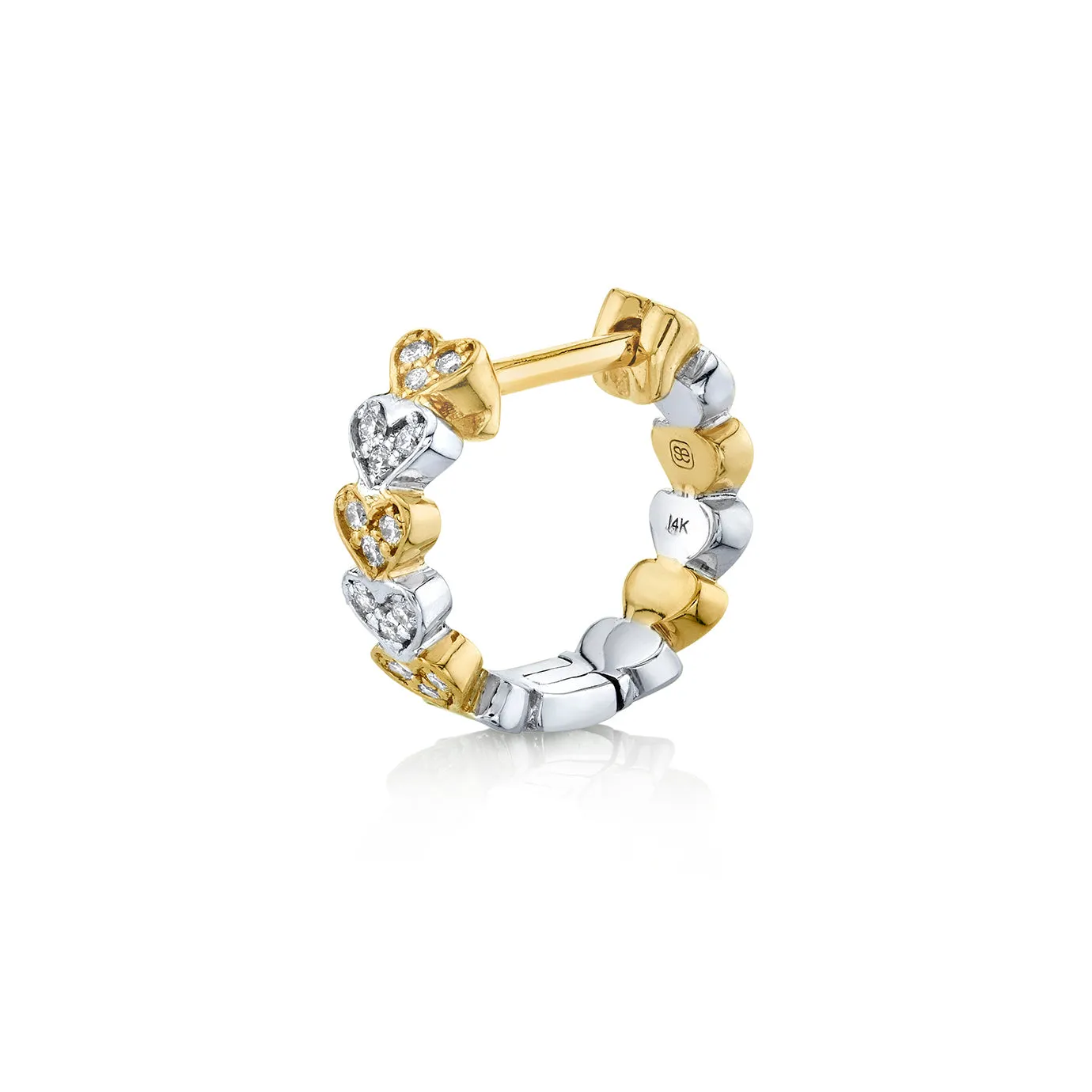 Two Tone Gold & Diamond Heart Eternity Huggie Hoops sold by Sydney Evan product image thumbnail 3