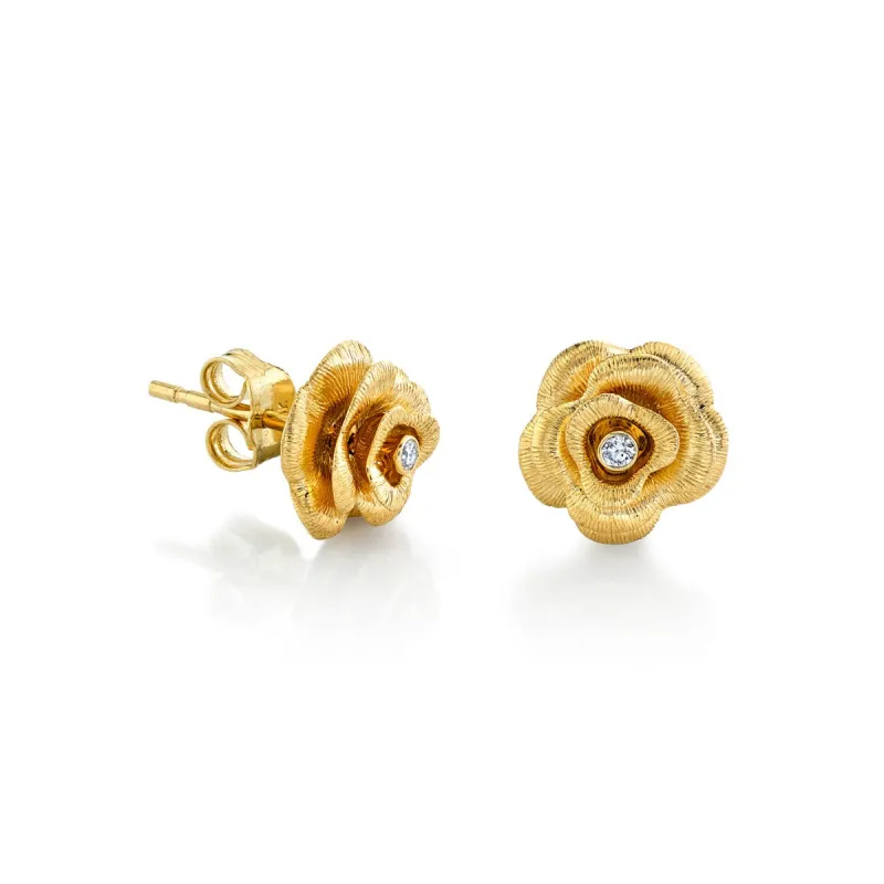Gold & Diamond Rose Stud made by Sydney Evan