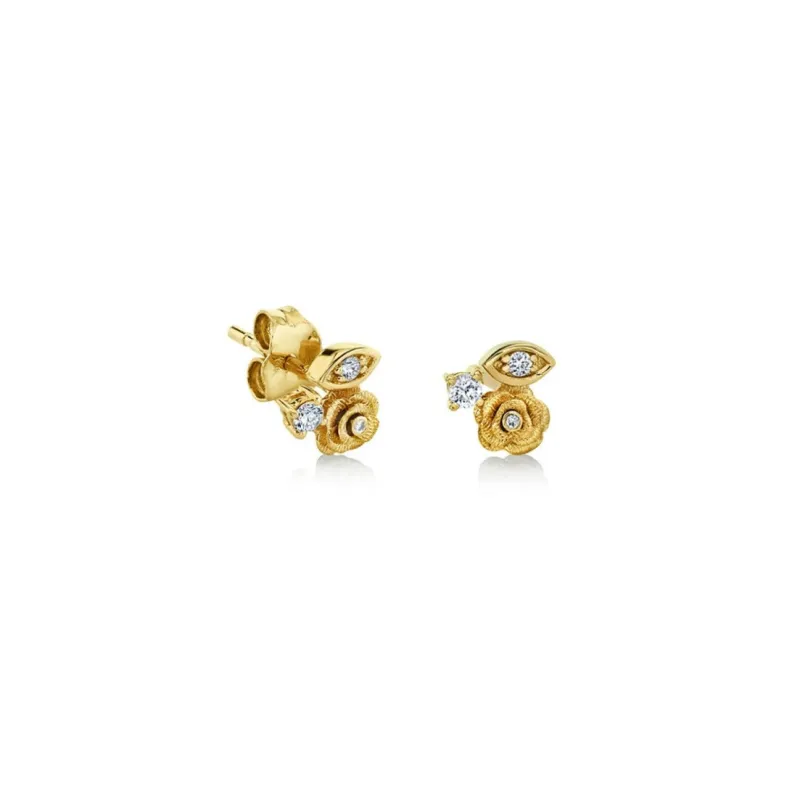 Gold Marquise Eye Diamond Rose Stud made by Sydney Evan
