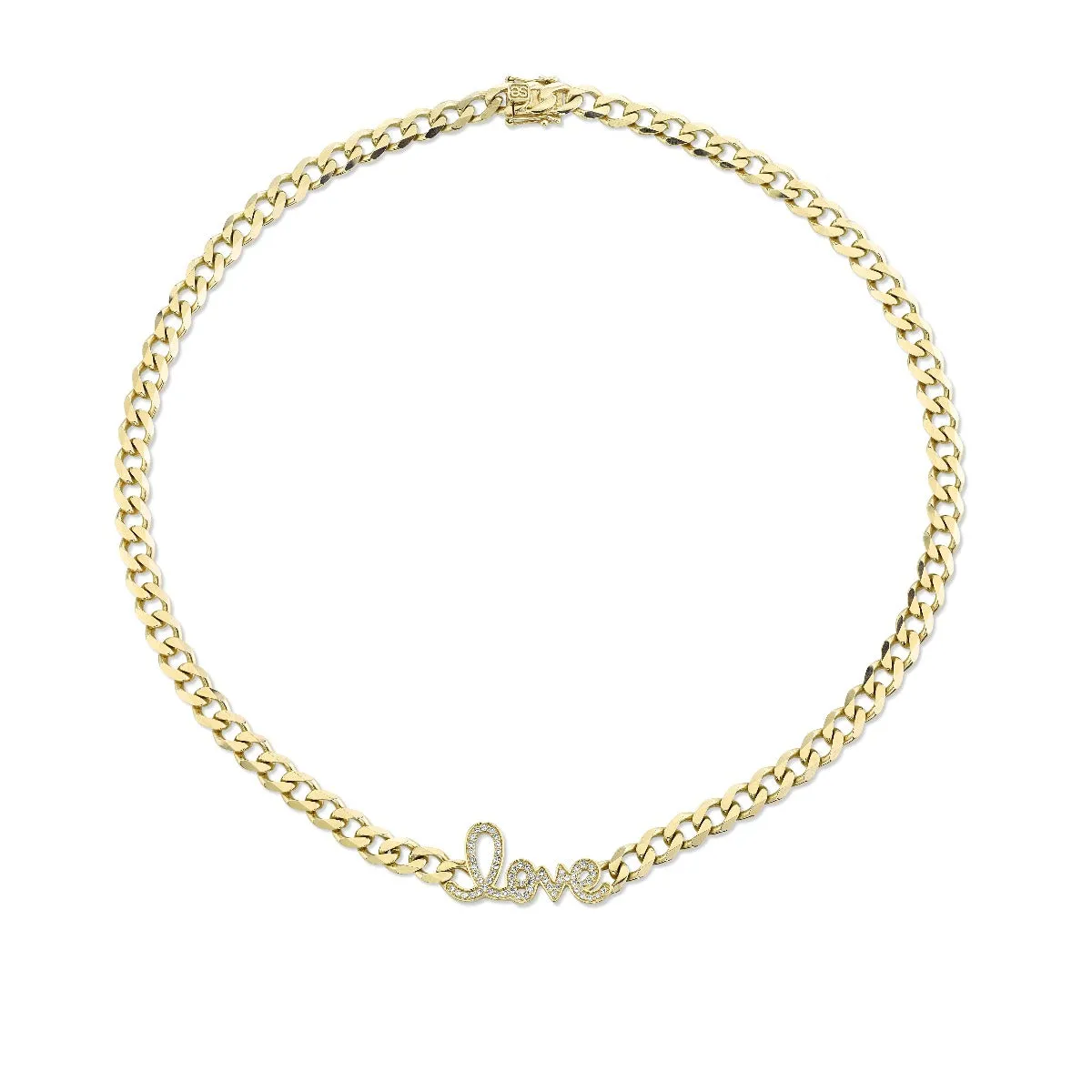 Gold & Diamond Love Script Link Necklace sold by Sydney Evan