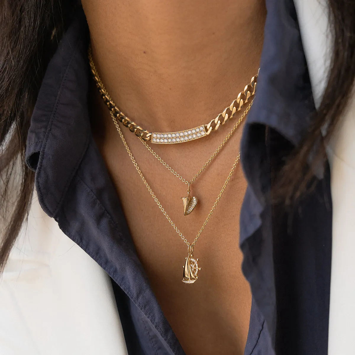 Gold & Diamond Bar Necklace sold by Sydney Evan product image thumbnail 2