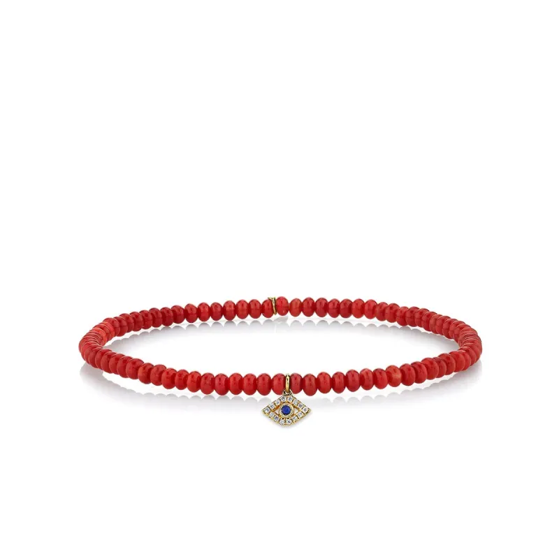 Gold & Diamond Small Bezel Eye on Red Sea Bamboo made by Sydney Evan