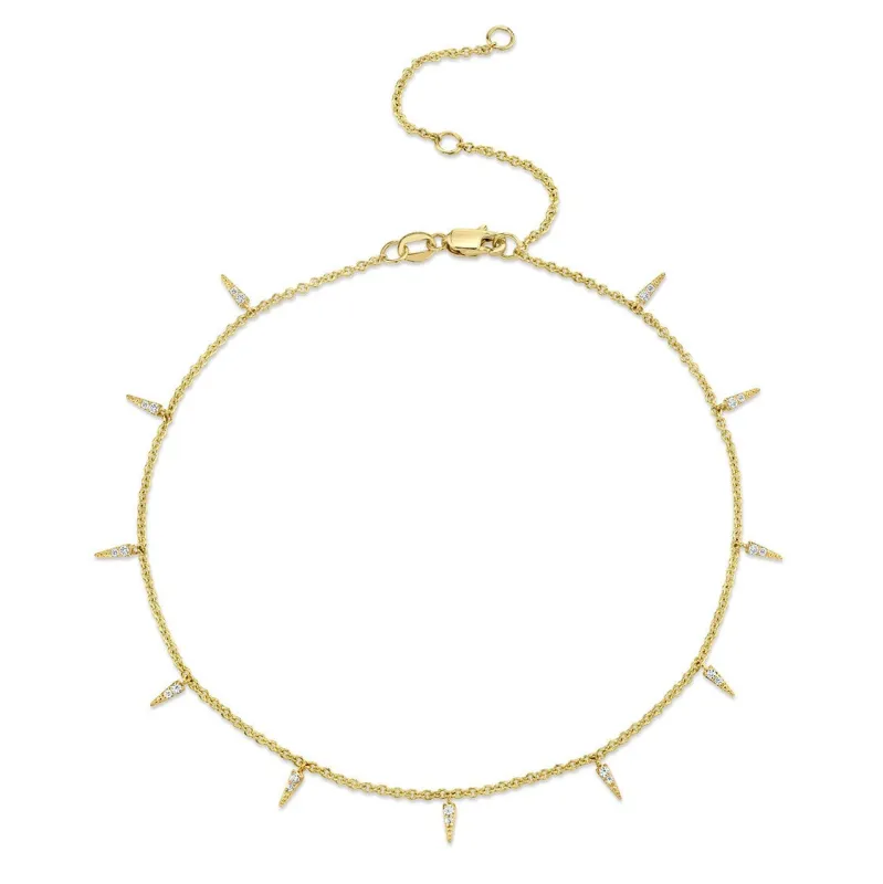 Gold & Diamond Small Fringe Anklet made by Sydney Evan